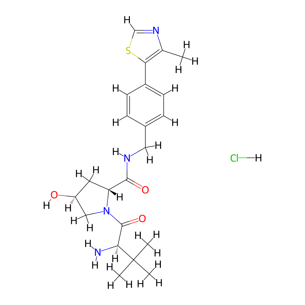 (2R,4S)-1-((R)-2-Amino-3,3-dimethylbutanoyl)-4-hydroxy-N-(4-(4-methylthiazol-5-yl)benzyl)pyrrolidine-2-carboxamide hydrochloride molecular structure, CAS 2374122-32-2