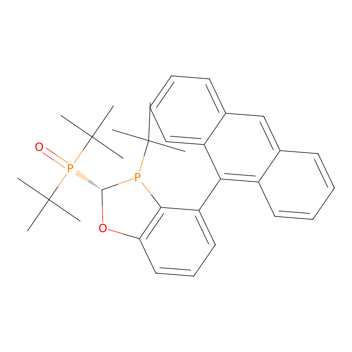((2S,3S)-4-(anthracen-9-yl)-3-(tert-butyl)-2,3-dihydro benzo[d][1,3]oxaphosphol2-yl)di-tert-butylphosphineoxide molecular structure, CAS 2374143-29-8