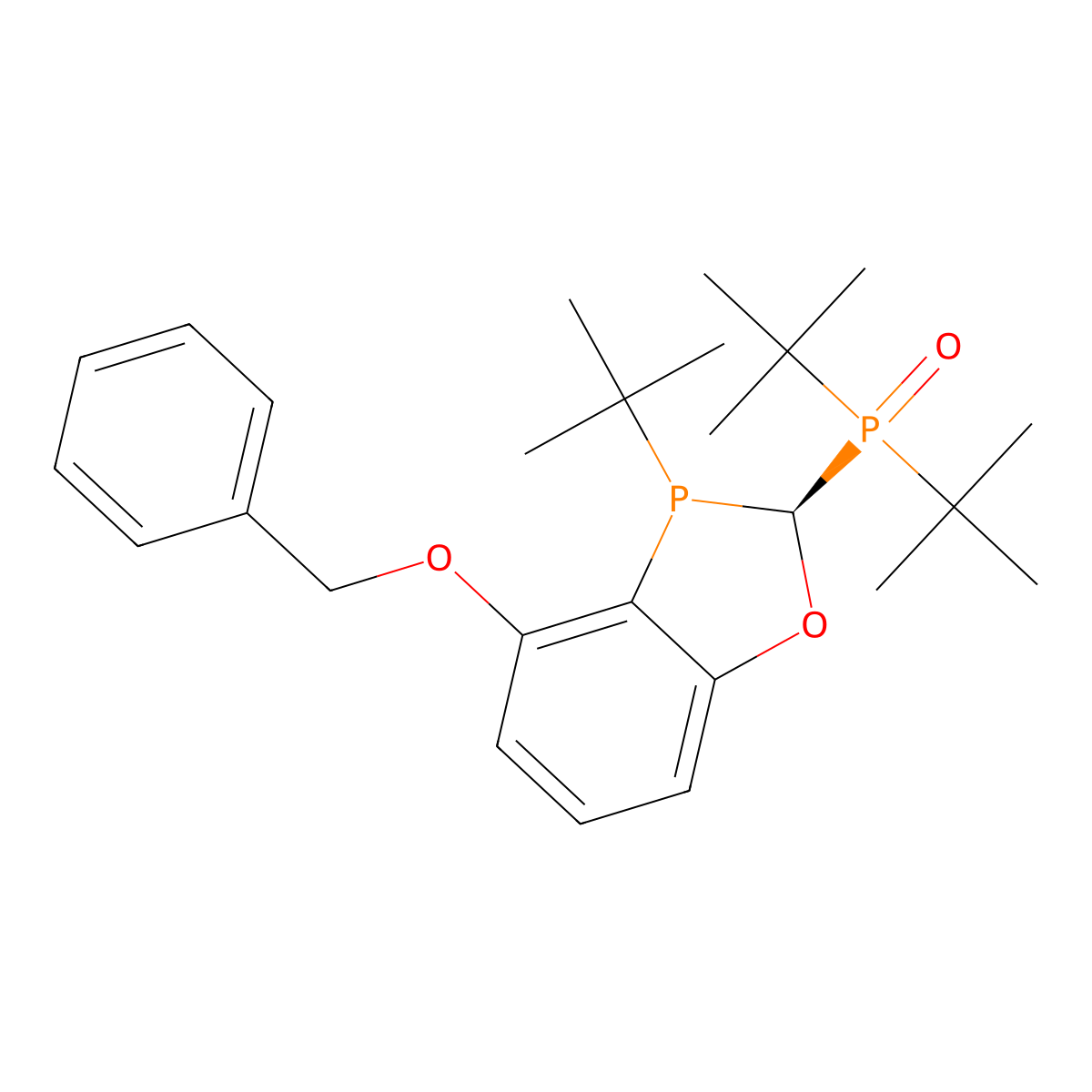 ((2S,3S)-4-(benzyloxy)-3-(tert-butyl)-2,3-dihydrobenzo[d][1,3]oxaphosphol-2-yl)di-tert-butylphosphineoxide molecular structure, CAS 2374143-30-1