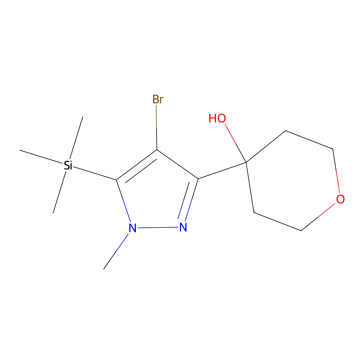 4-(4-Bromo-1-methyl-5-(trimethylsilyl)-1H-pyraZol-3-yl)tetrahydro-2H-pyran-4-ol molecular structure, CAS 2374145-13-6