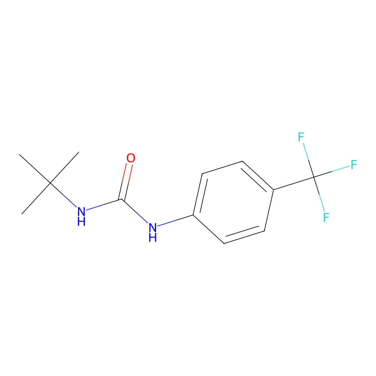 3-Tert-butyl-1-[4-(trifluoromethyl)phenyl]urea molecular structure, CAS 23742-84-9