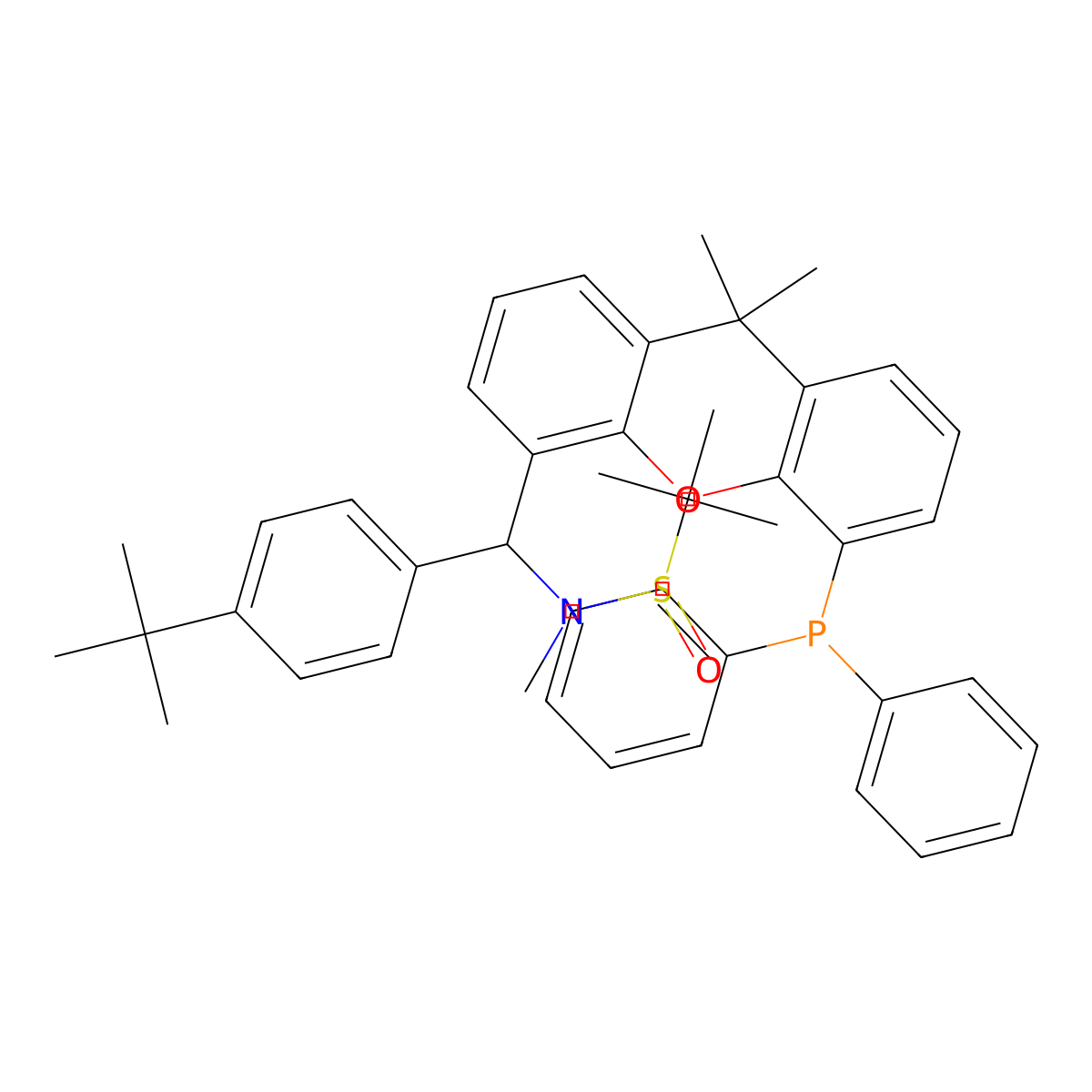 (R)-N-((S)-(4-(tert-Butyl)phenyl)(5-(diphenylphosphanyl)-9,9-dimethyl-9H-xanthen-4-yl)methyl)-N,2-dimethylpropane-2-sulfinamide molecular structure, CAS 2374225-91-7