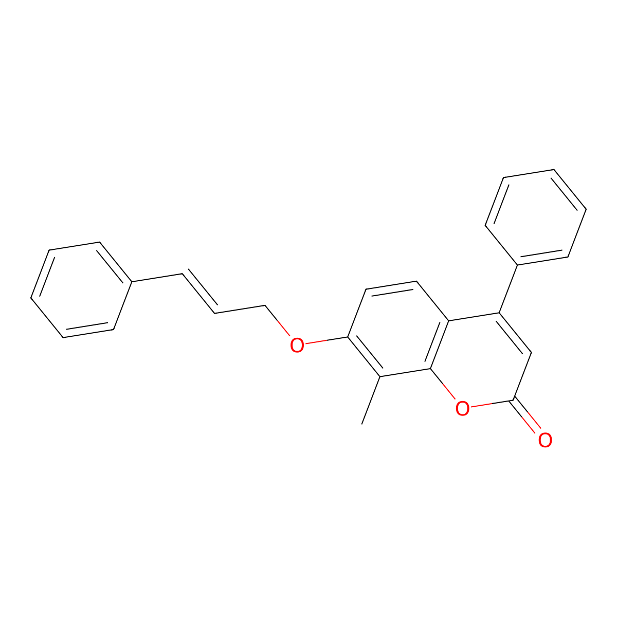 8-Methyl-4-phenyl-7-[(3-phenyl-2-propen-1-yl)oxy]-2H-1-benzopyran-2-one molecular structure, CAS 237424-48-5