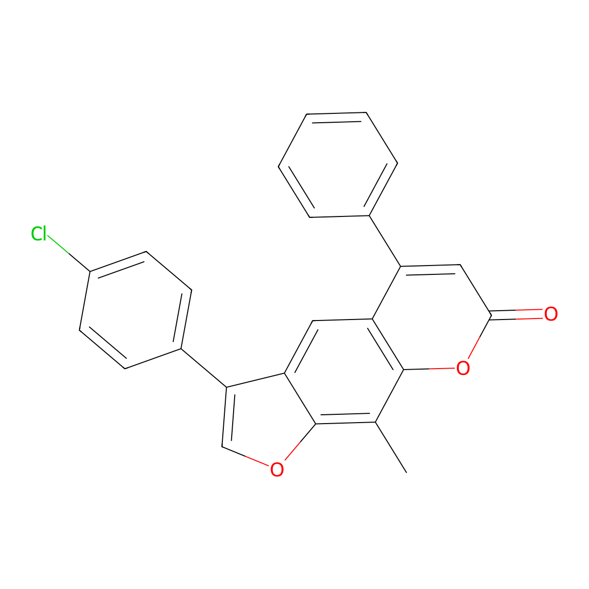 3-(4-chlorophenyl)-9-methyl-5-phenyl-7H-furo[3,2-g]chromen-7-one molecular structure, CAS 237424-66-7