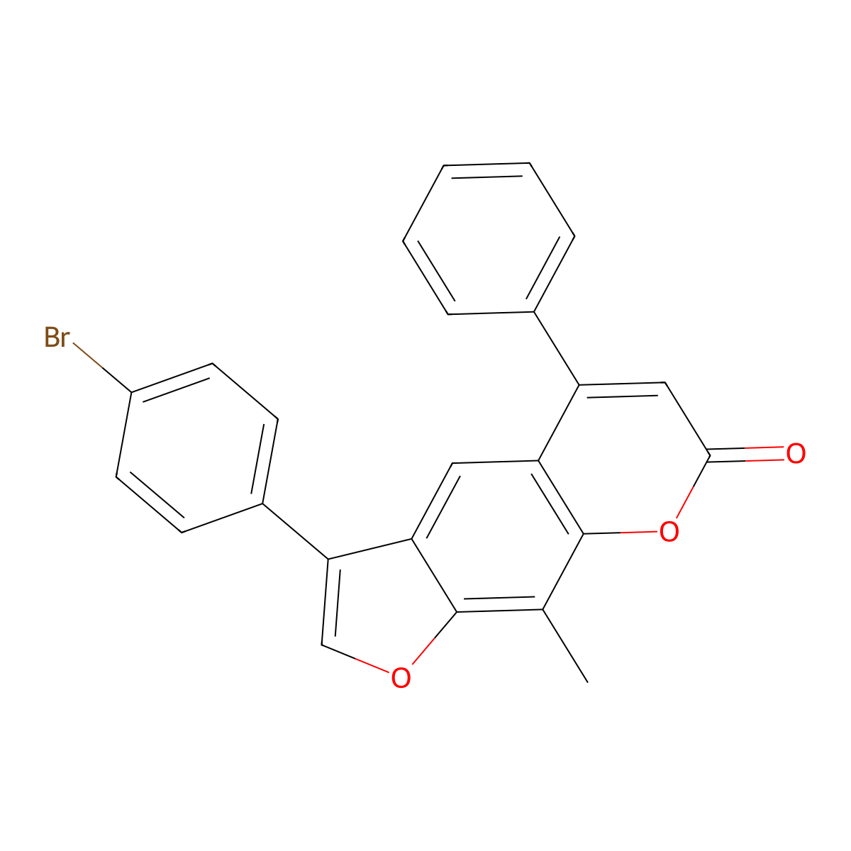 3-(4-bromophenyl)-9-methyl-5-phenyl-7H-furo[3,2-g]chromen-7-one molecular structure, CAS 237424-67-8
