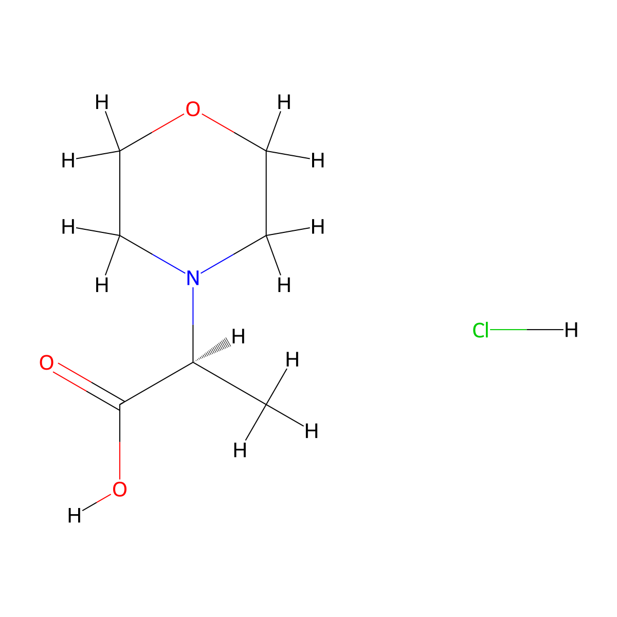 (2S)-2-(morpholin-4-yl)propanoic acid hydrochloride molecular structure, CAS 237427-96-2