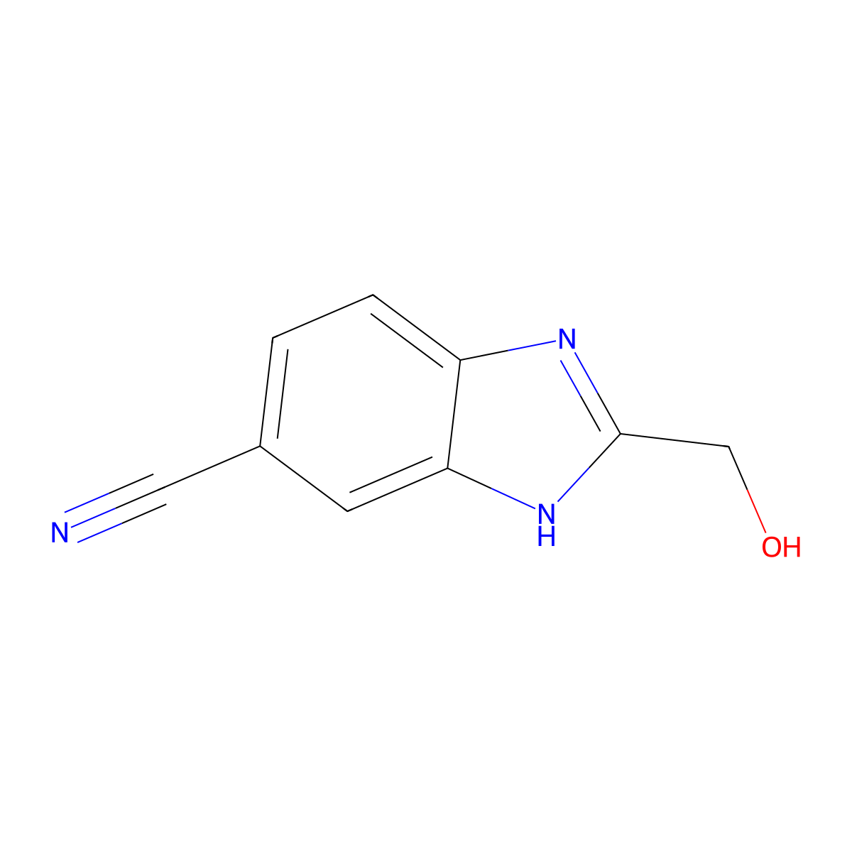 1H-Benzimidazole-6-carbonitrile, 2-(hydroxymethyl)- molecular structure, CAS 237429-61-7