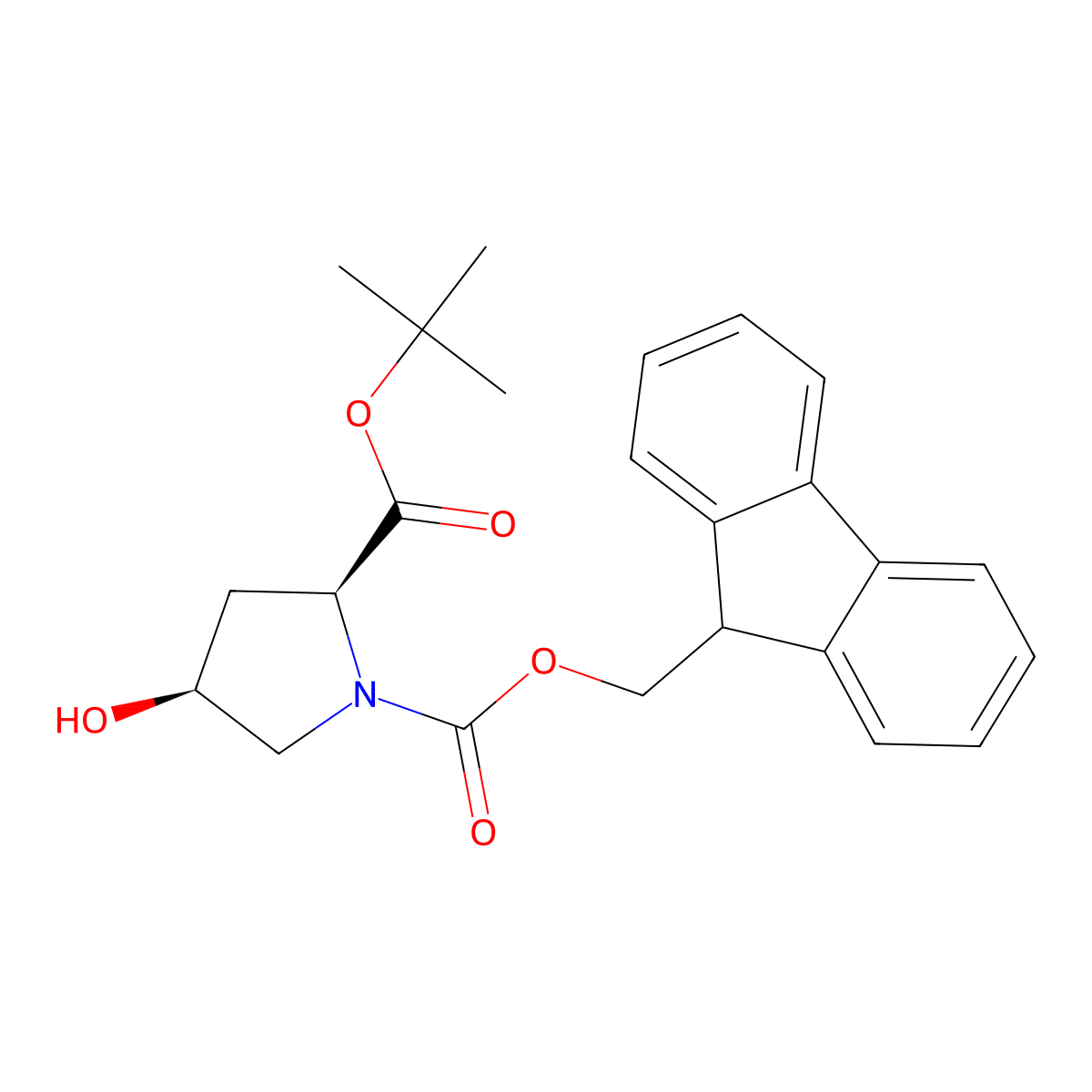 2-tert-butyl 1-(9H-fluoren-9-yl)methyl (2S,4S)-4-hydroxypyrrolidine-1,2-dicarboxylate molecular structure, CAS 2374317-85-6