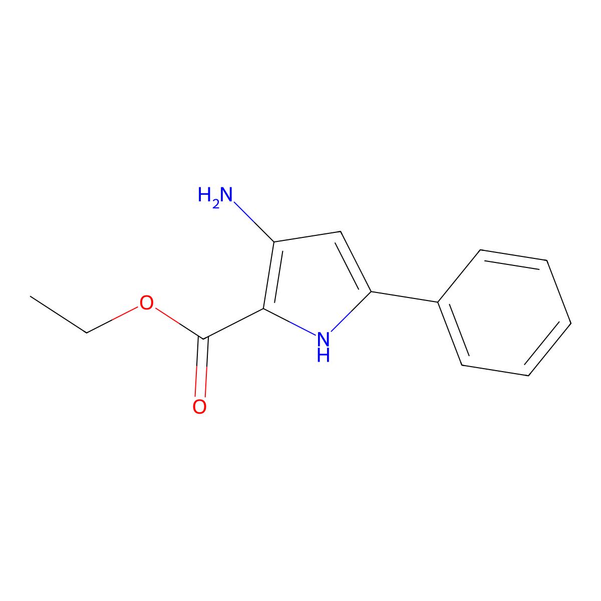 Ethyl 3-amino-5-phenyl-1H-pyrrole-2-carboxylate molecular structure, CAS 237435-27-7