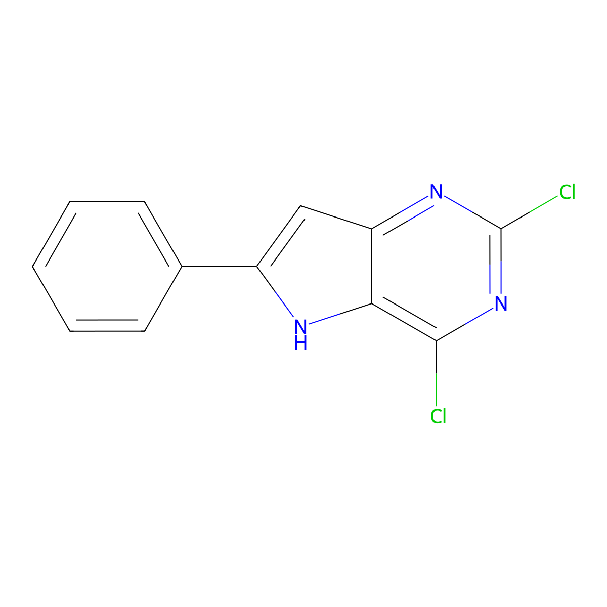 2,4-dichloro-6-phenyl-5H-pyrrolo[3,2-d]pyrimidine molecular structure, CAS 237435-80-2