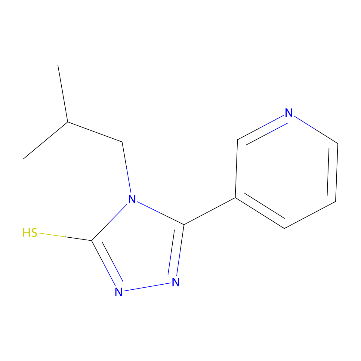 4-Isobutyl-5-pyridin-3-yl-4H-[1,2,4]triazole-3-thiol molecular structure, CAS 23746-43-2