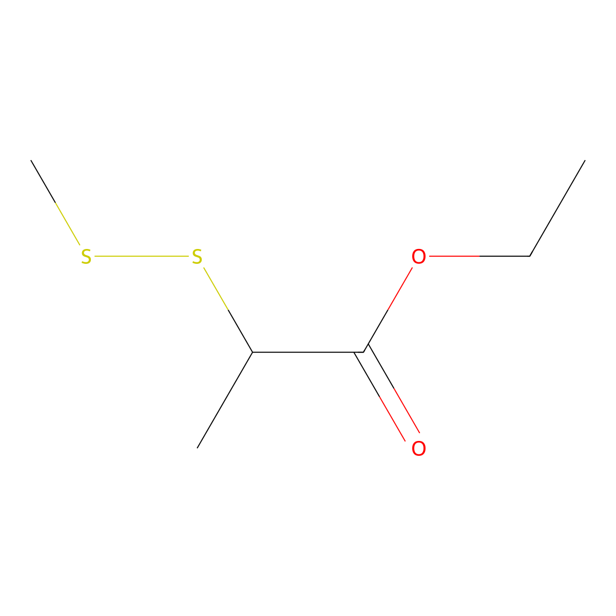 Ethyl 2-(methyldithio)propionate molecular structure, CAS 23747-43-5