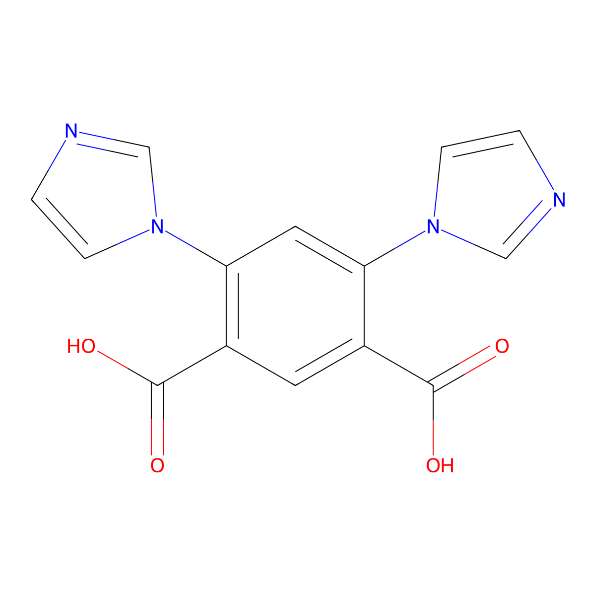 4,6-Di(1H-imidazol-1-yl)isophthalic acid molecular structure, CAS 2374700-80-6