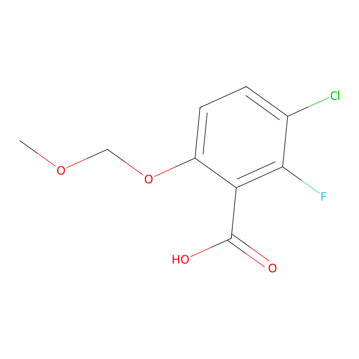3-Chloro-2-fluoro-6-(methoxymethoxy)benzoicacid molecular structure, CAS 2374717-37-8