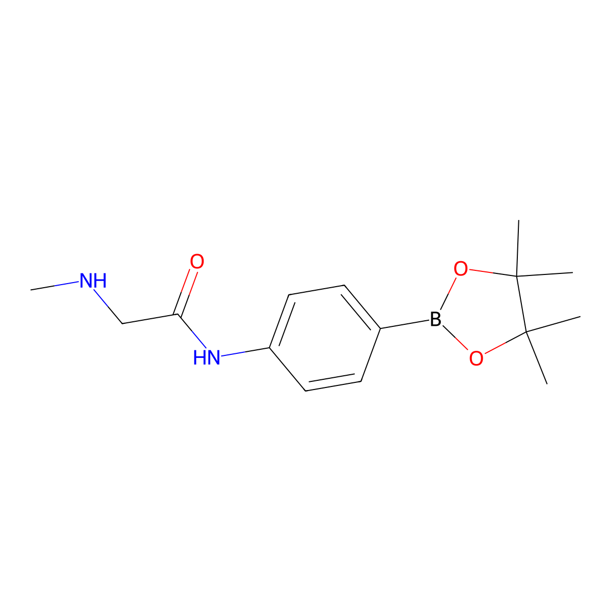 2-(methylamino)-N-[4-(4,4,5,5-tetramethyl-1,3,2-dioxaborolan-2-yl)phenyl]acetamide molecular structure, CAS 2374751-52-5