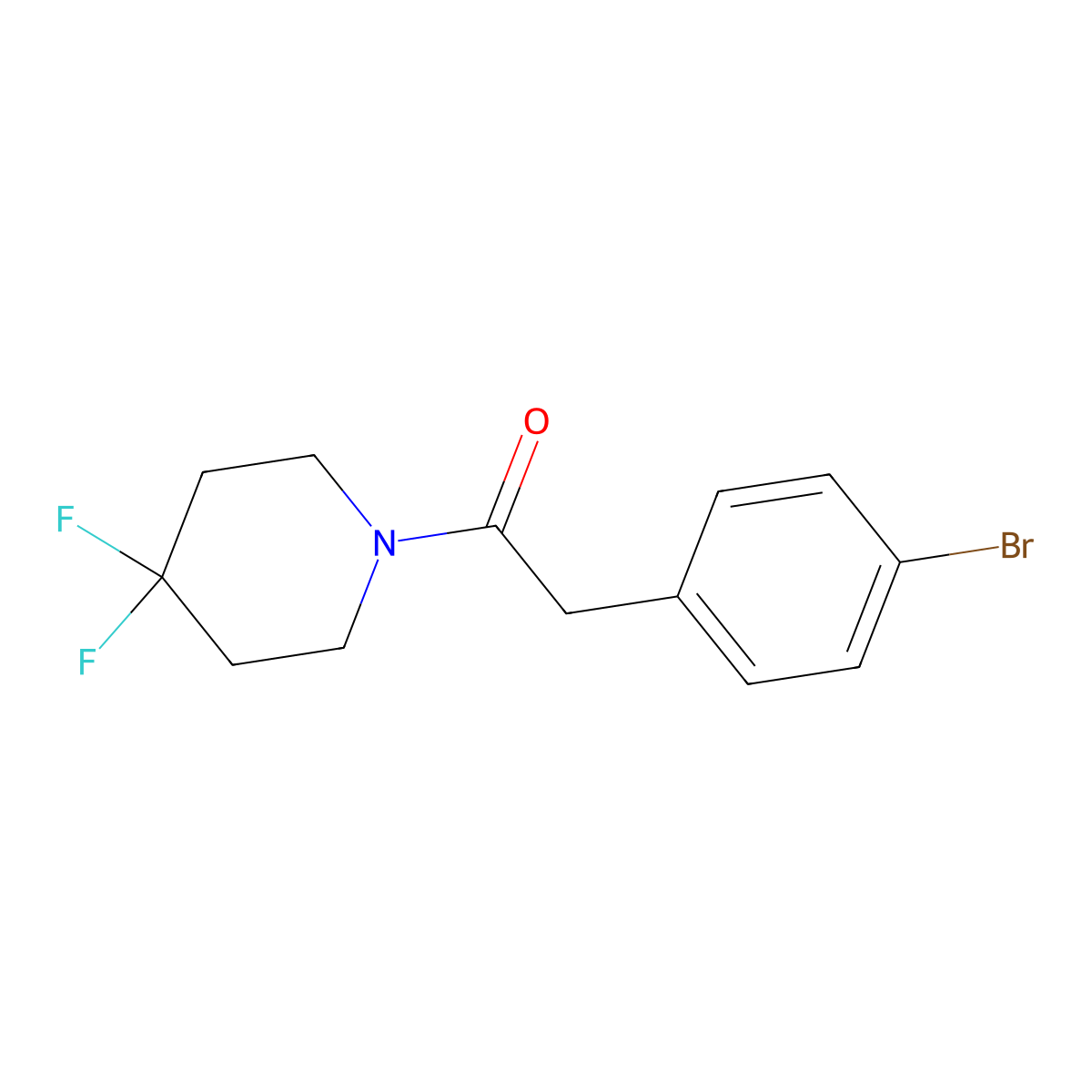 2-(4-Bromophenyl)-1-(4,4-difluoropiperidin-1-yl)ethanone molecular structure, CAS 2374758-01-5