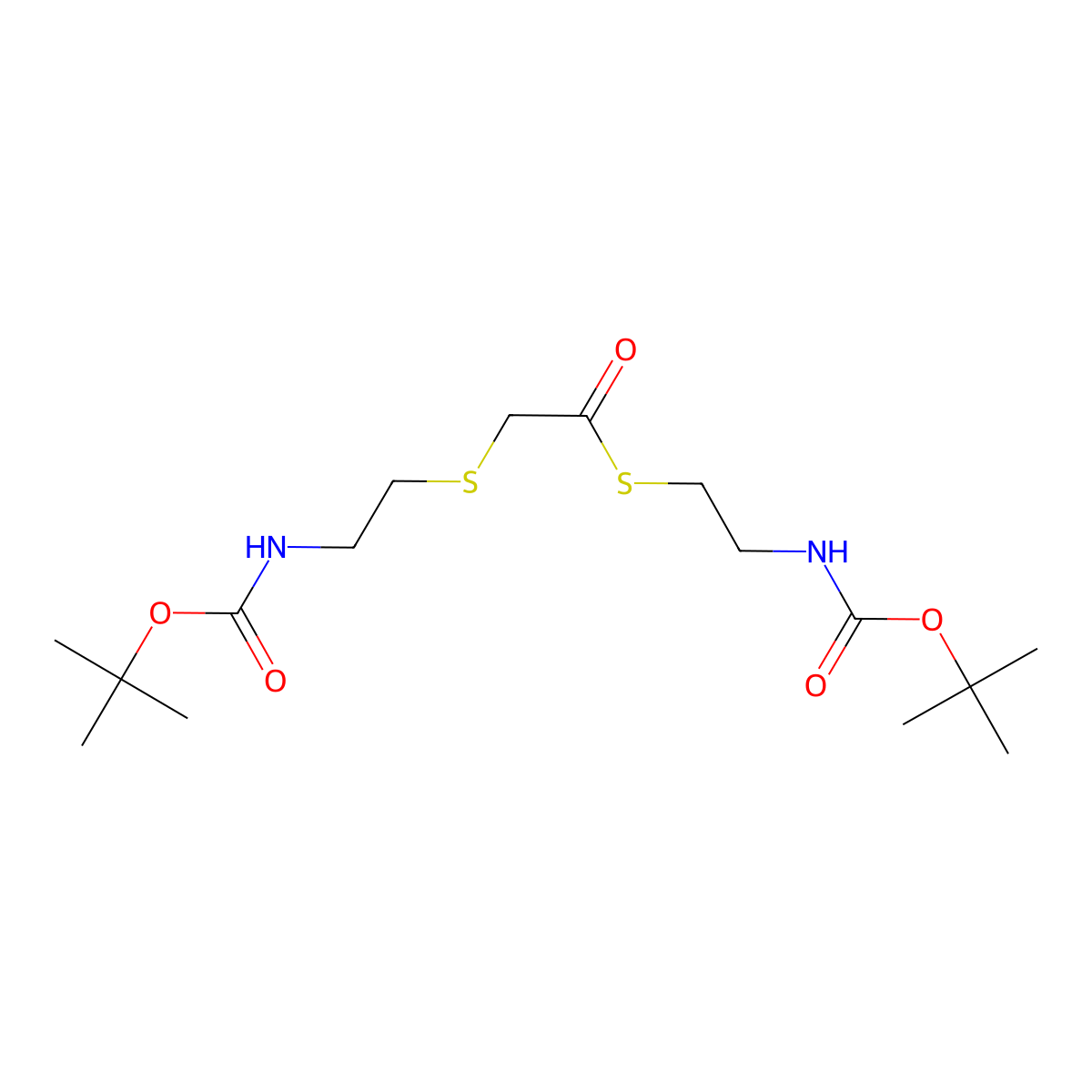 tert-butyl N-[2-({2-[(2-{[(tert-butoxy)carbonyl]amino}ethyl)sulfanyl]acetyl}sulfanyl)ethyl]carbamate molecular structure, CAS 2374758-12-8