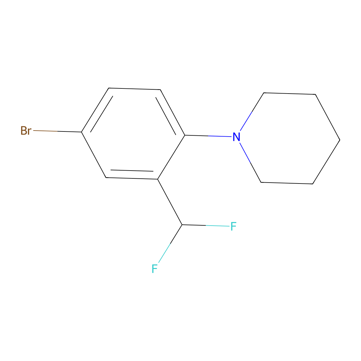 1-[4-Bromo-2-(difluoromethyl)phenyl]piperidine molecular structure, CAS 2374758-35-5