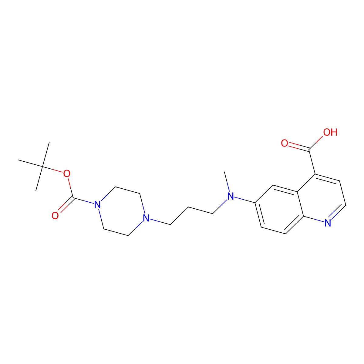 6-((3-(4-(tert-Butoxycarbonyl)piperazin-1-yl)propyl)(methyl)amino)quinoline-4-carboxylic acid molecular structure, CAS 2374782-81-5