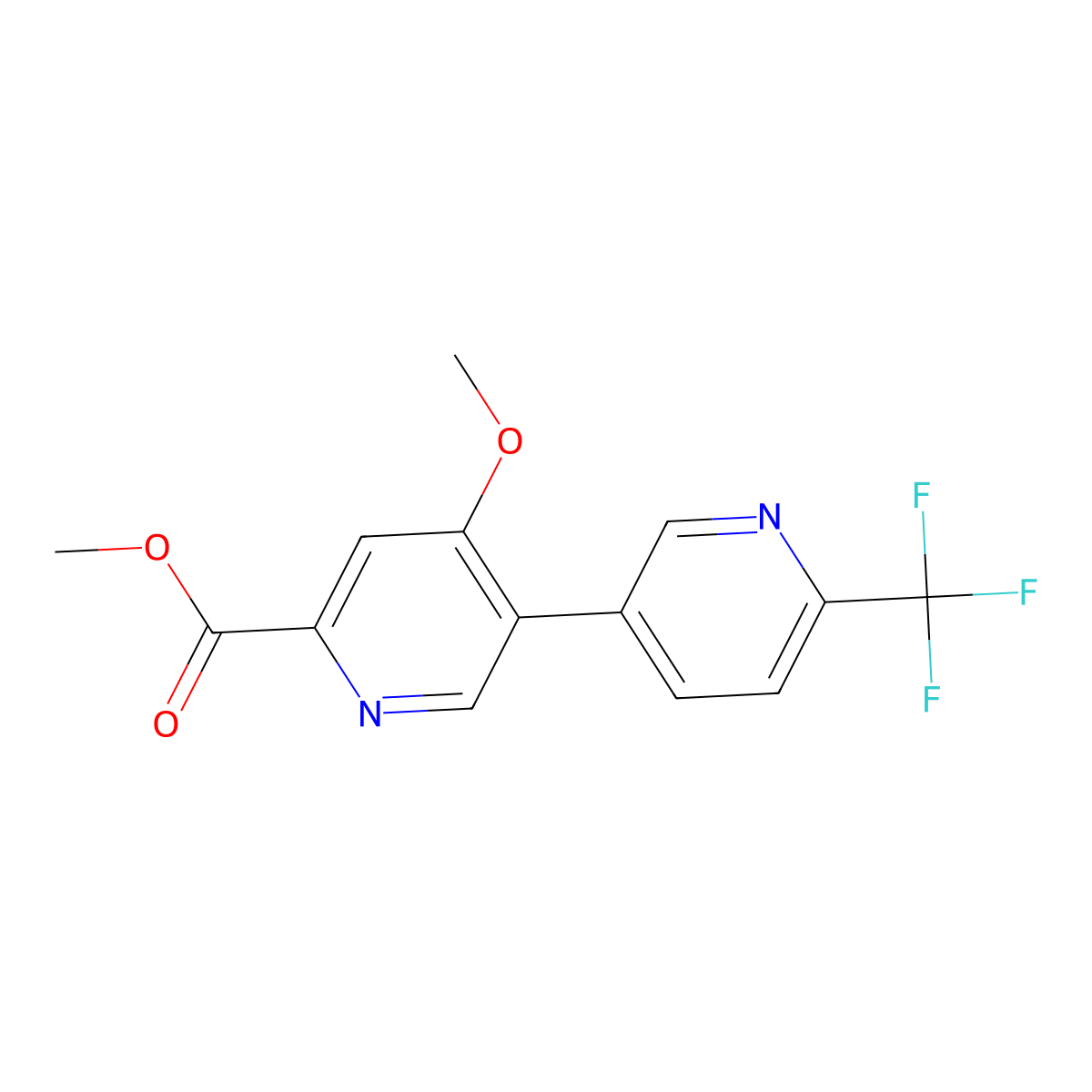 Methyl 4-methoxy-6'-(trifluoromethyl)[3,3'-bipyridine]-6-carboxylate molecular structure, CAS 2374834-62-3