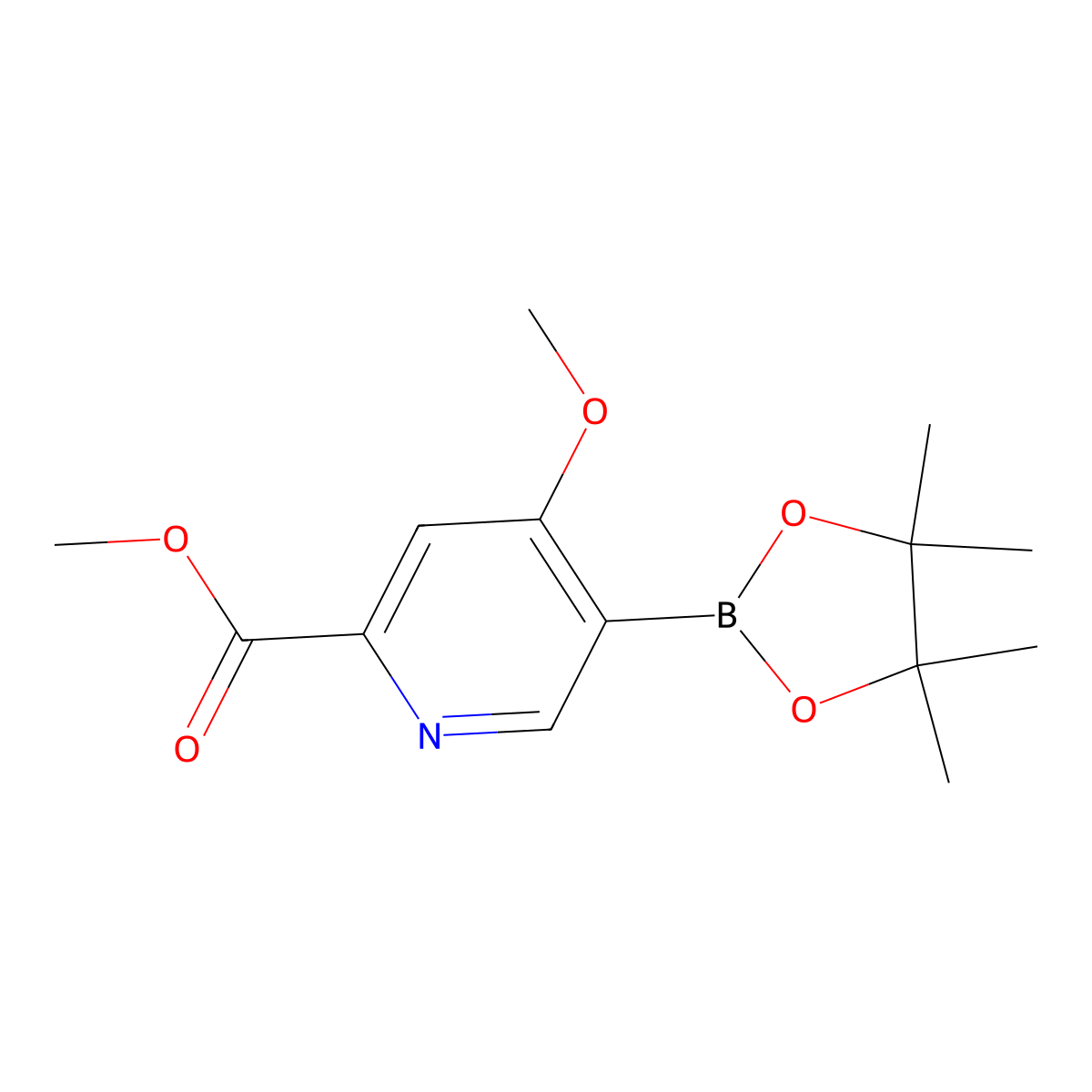 Methyl 4-methoxy-5-(4,4,5,5-tetramethyl-1,3,2-dioxaborolan-2-yl)picolinate molecular structure, CAS 2374834-95-2