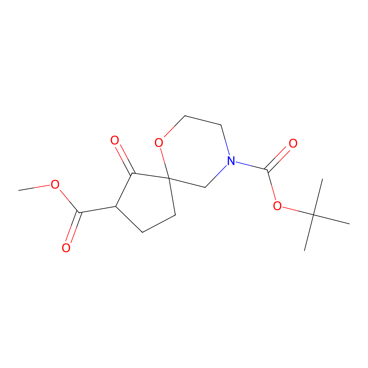 9-Tert-butyl 2-methyl 1-oxo-6-oxa-9-azaspiro[4.5]decane-2,9-dicarboxylate molecular structure, CAS 2374906-59-7