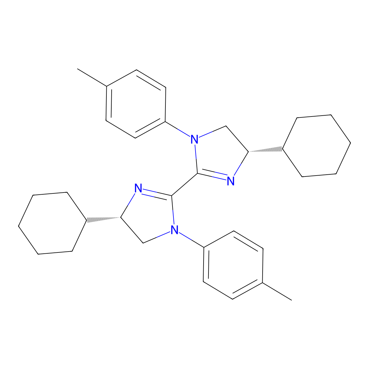 (4S,4'S)-4,4'-Dicyclohexyl-1,1'-di-p-tolyl-4,4',5,5'-tetrahydro-1H,1'H-2,2'-biimidazole molecular structure, CAS 2374958-78-6