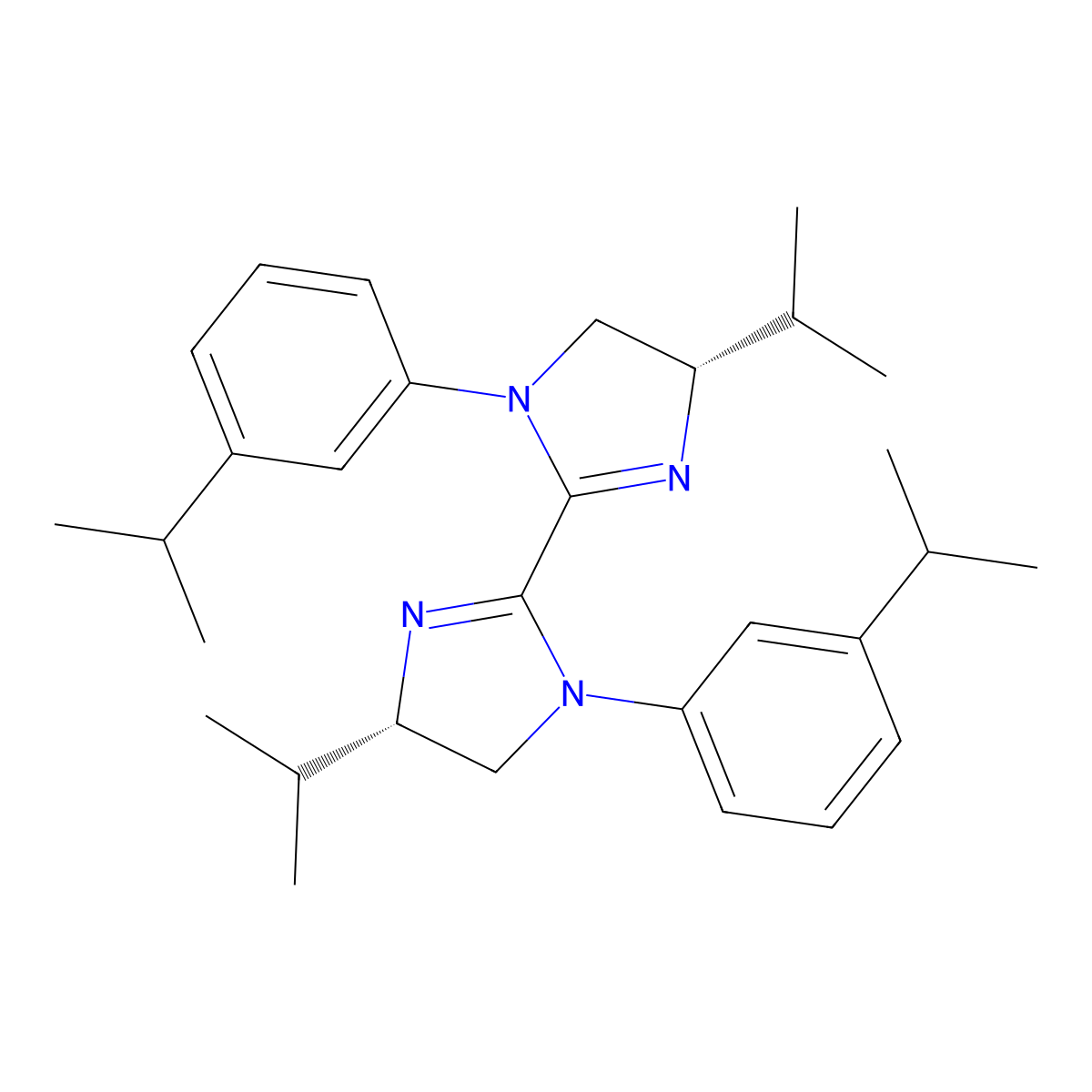 (4S,4'S)-4,4'-Diisopropyl-1,1'-bis(3-isopropylphenyl)-4,4',5,5'-tetrahydro-1H,1'H-2,2'-biimidazole molecular structure, CAS 2374958-79-7