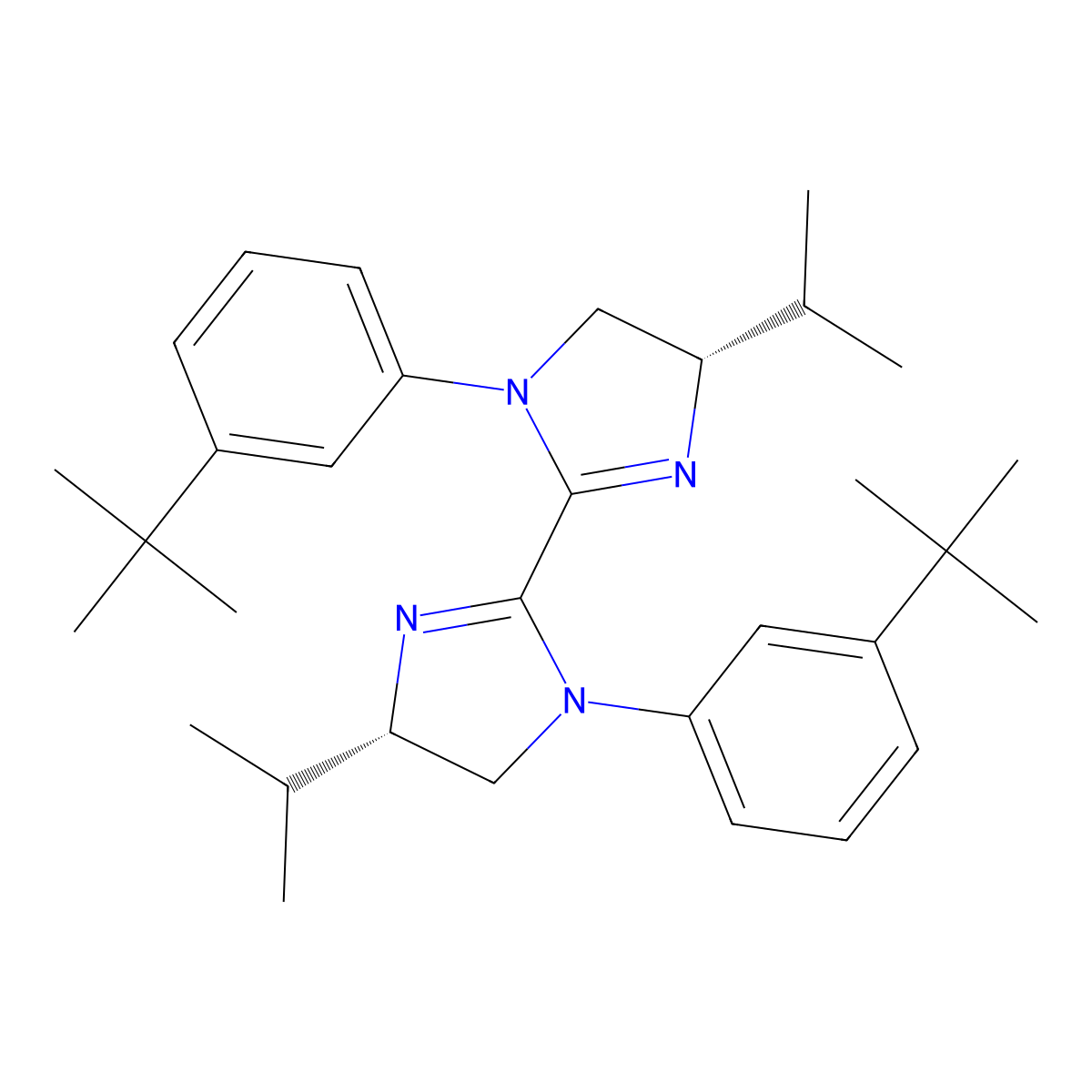 (4S,4'S)-1,1'-Bis(3-(tert-butyl)phenyl)-4,4'-diisopropyl-4,4',5,5'-tetrahydro-1H,1'H-2,2'-biimidazole molecular structure, CAS 2374958-80-0