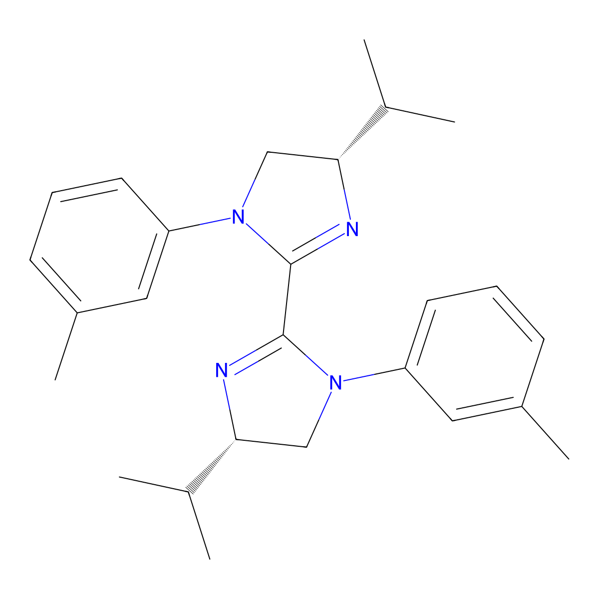 (4S,4'S)-4,4'-Diisopropyl-1,1'-di-m-tolyl-4,4',5,5'-tetrahydro-1H,1'H-2,2'-biimidazole molecular structure, CAS 2374958-85-5