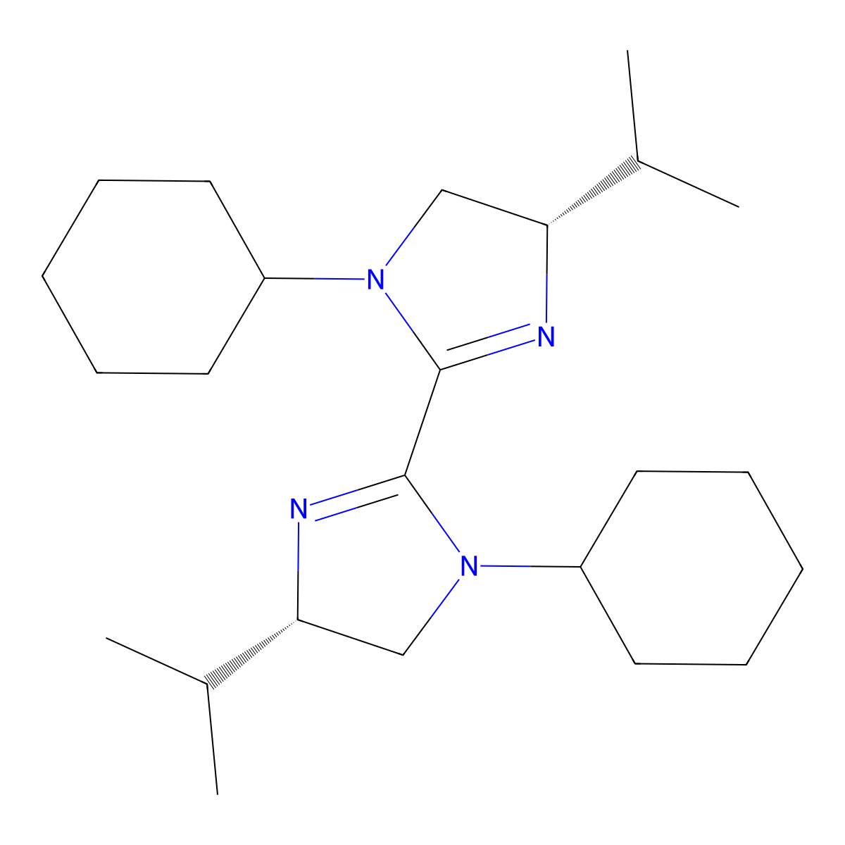 (4S,4'S)-1,1'-Dicyclohexyl-4,4'-diisopropyl-4,4',5,5'-tetrahydro-1H,1'H-2,2'-biimidazole molecular structure, CAS 2374958-96-8