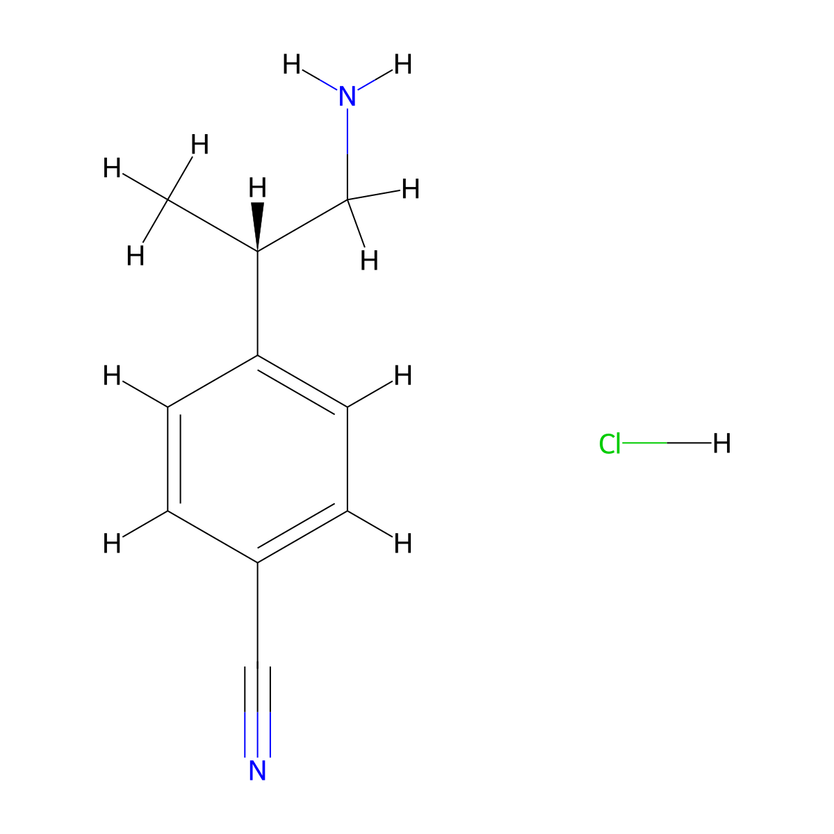 4-[(2S)-1-aminopropan-2-yl]benzonitrile;hydrochloride molecular structure, CAS 2374976-89-1