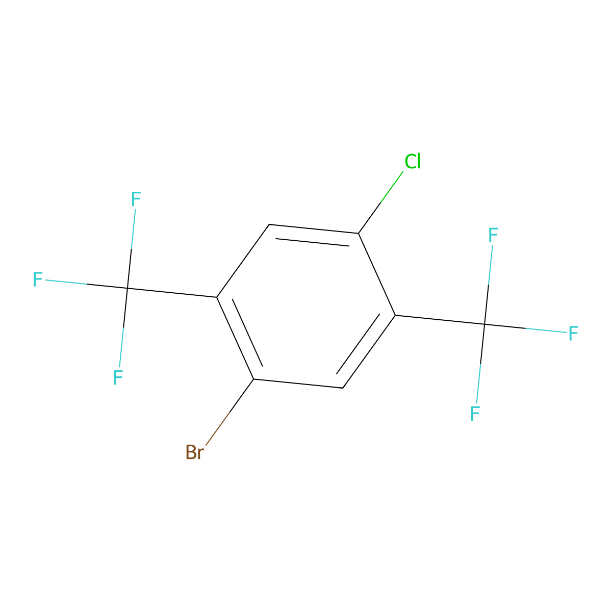 1-Bromo-4-chloro-2,5-bis(trifluoromethyl)benzene molecular structure, CAS 2375-95-3