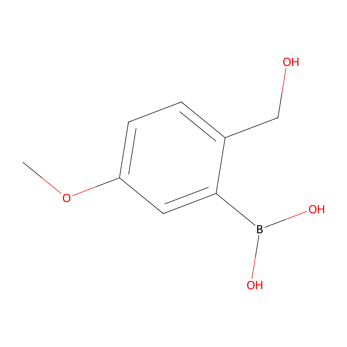 (2-(Hydroxymethyl)-5-methoxyphenyl)boronic acid molecular structure, CAS 2375070-90-7