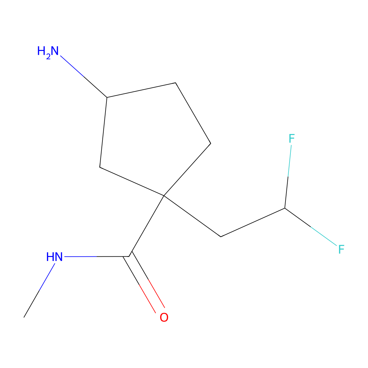 (1R,3R)-3-amino-1-(2,2-difluoroethyl)-N-methylcyclopentane-1-carboxamide molecular structure, CAS 2375164-92-2