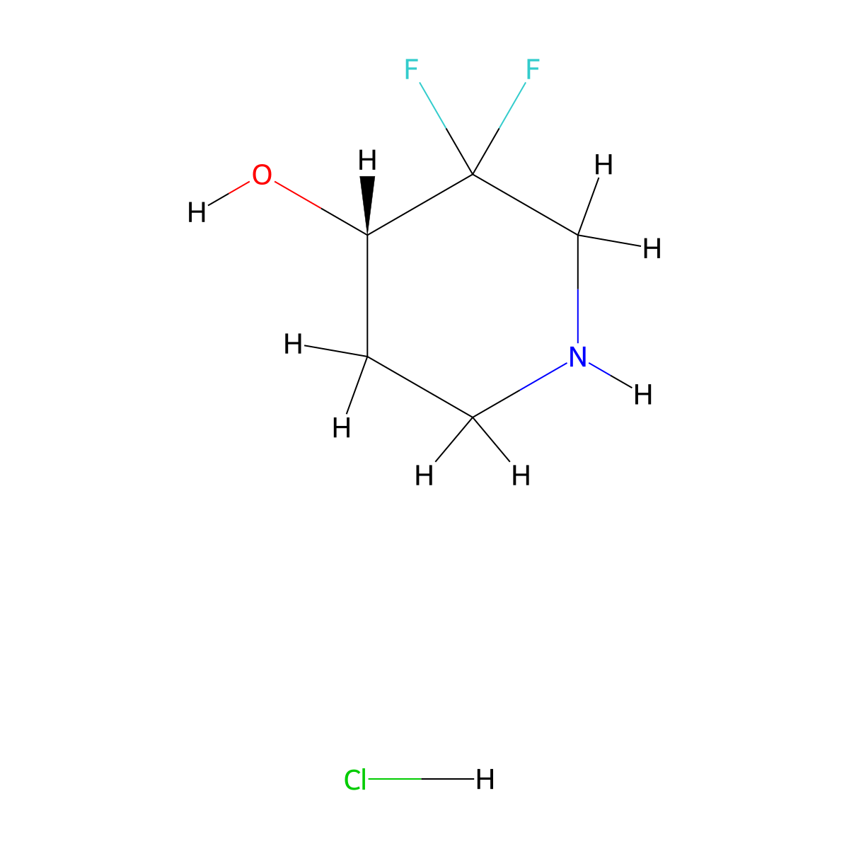 (S)-3,3-difluoropiperidin-4-ol hydrochloride molecular structure, CAS 2375164-95-5