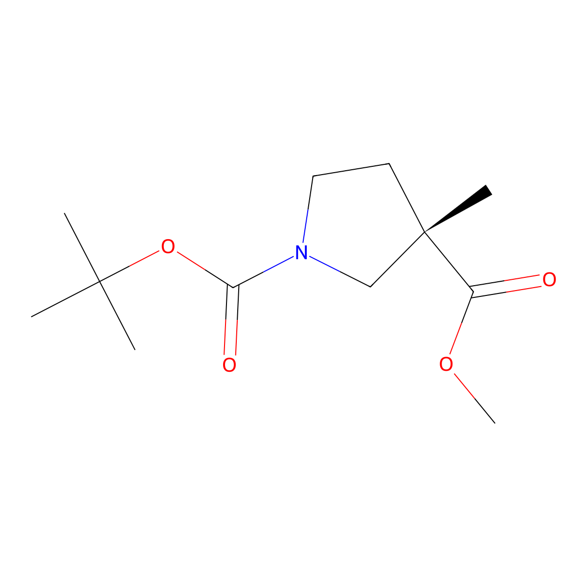 O1-tert-butyl O3-methyl (3S)-3-methylpyrrolidine-1,3-dicarboxylate molecular structure, CAS 2375165-13-0