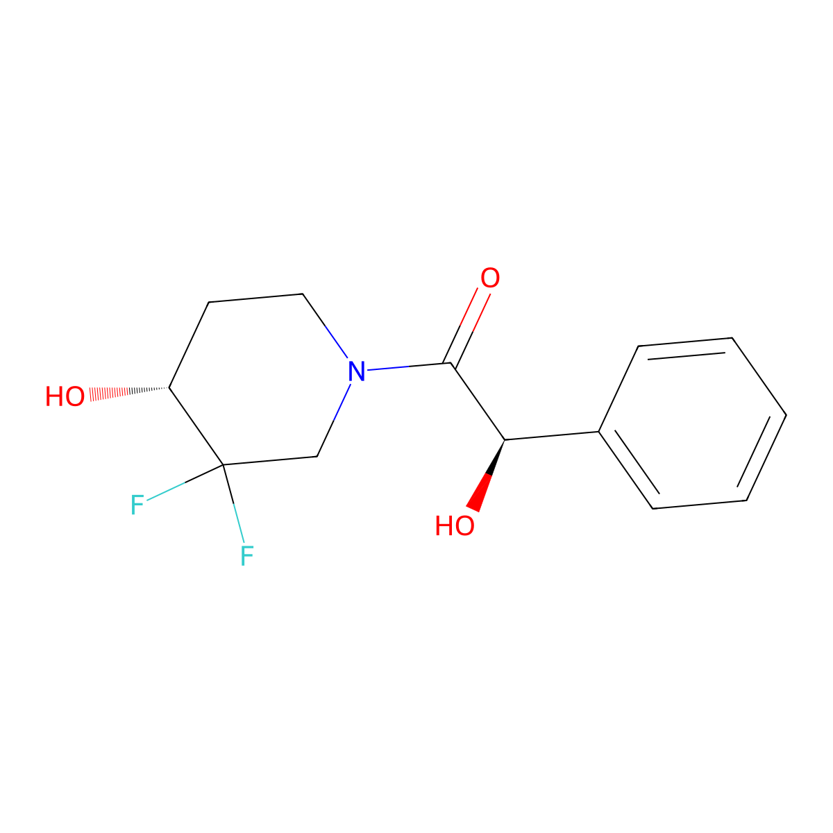 (R)-1-((R)-3,3-Difluoro-4-hydroxypiperidin-1-yl)-2-hydroxy-2-phenylethan-1-one molecular structure, CAS 2375165-16-3