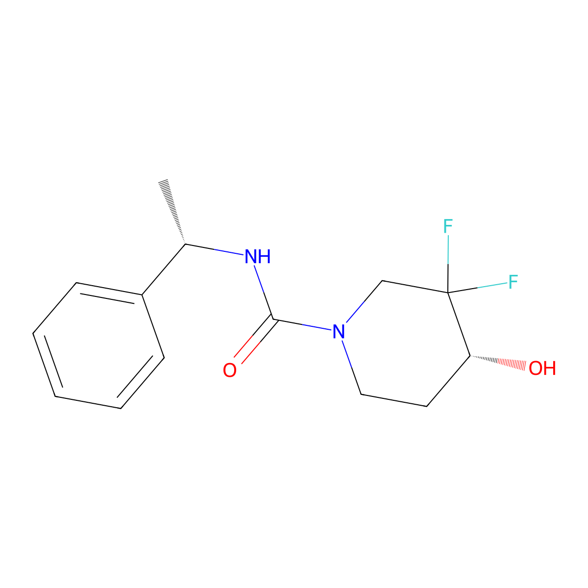 (4R)-3,3-difluoro-4-hydroxy-N-[(1S)-1-phenylethyl]piperidine-1-carboxamide molecular structure, CAS 2375165-33-4
