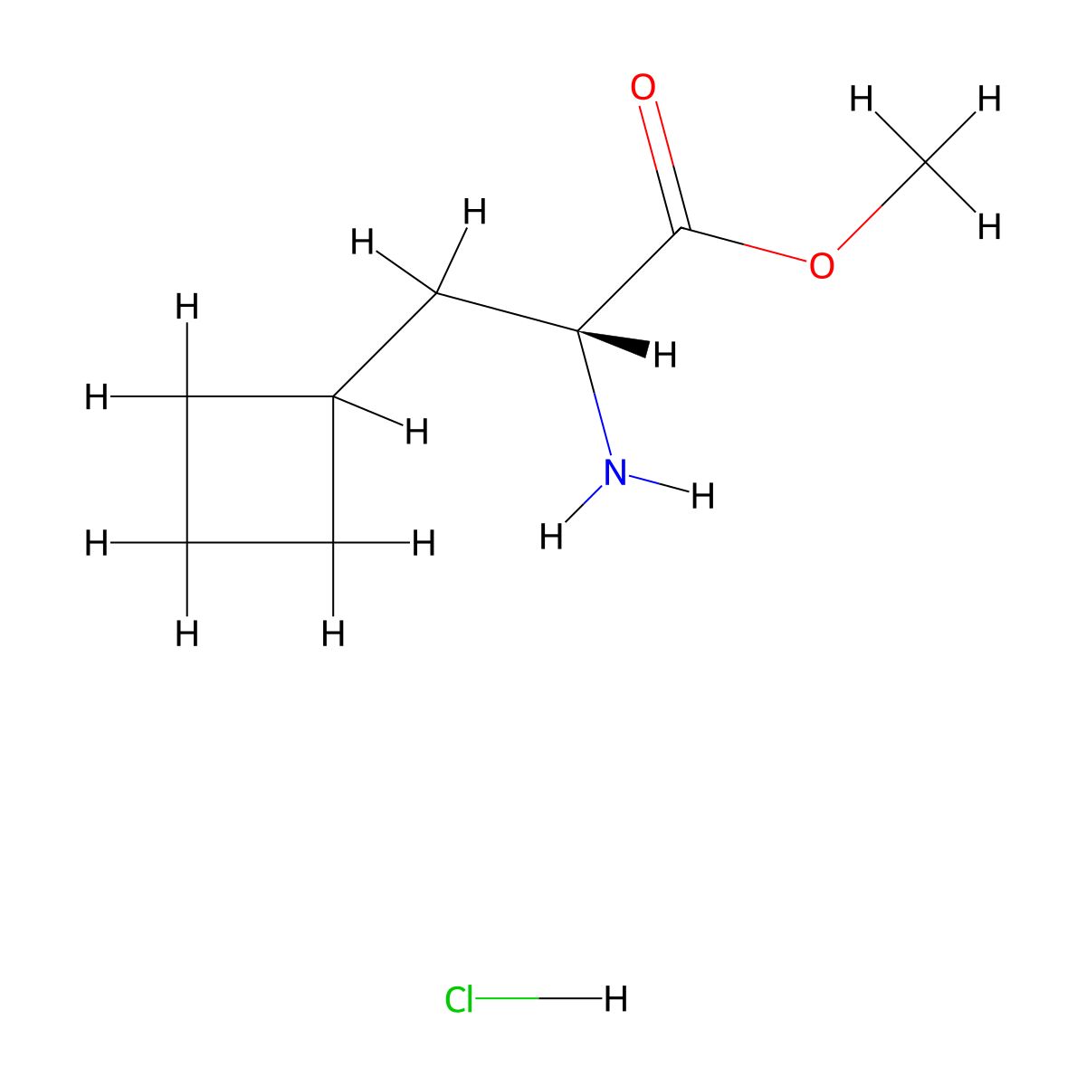 Methyl (R)-2-amino-3-cyclobutylpropanoate hydrochloride molecular structure, CAS 2375165-42-5