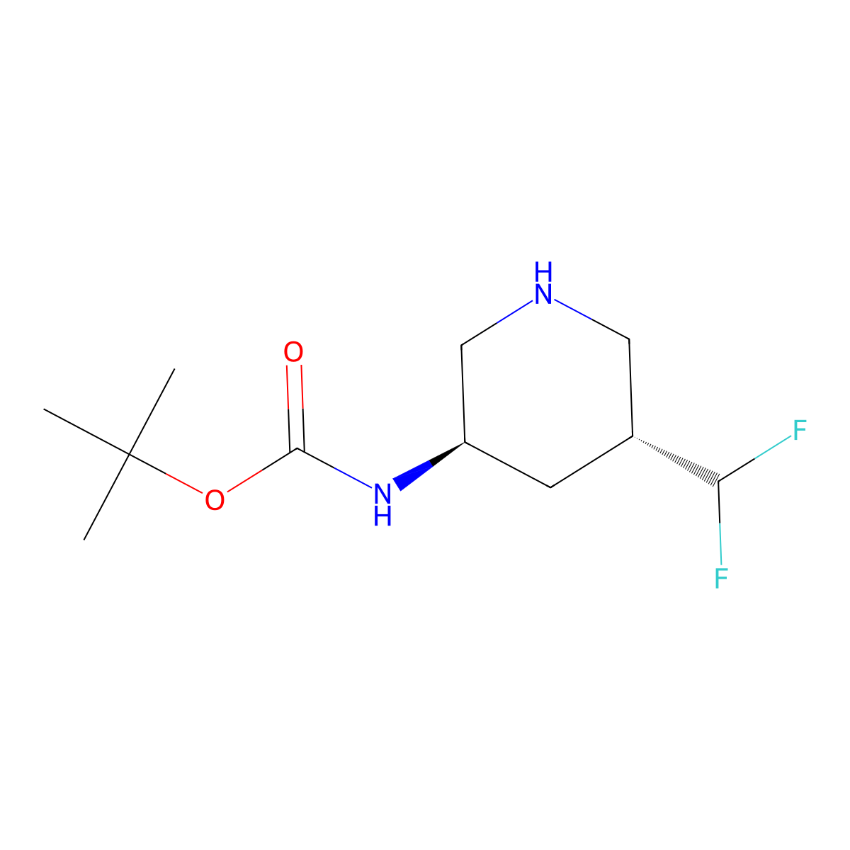 tert-butyl N-[(3R,5R)-5-(difluoromethyl)-3-piperidyl]carbamate molecular structure, CAS 2375165-64-1