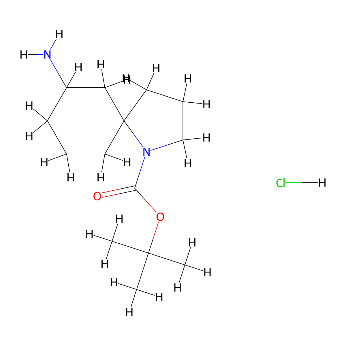 Tert-butyl 7-amino-1-azaspiro[4.5]decane-1-carboxylate hydrochloride molecular structure, CAS 2375192-21-3