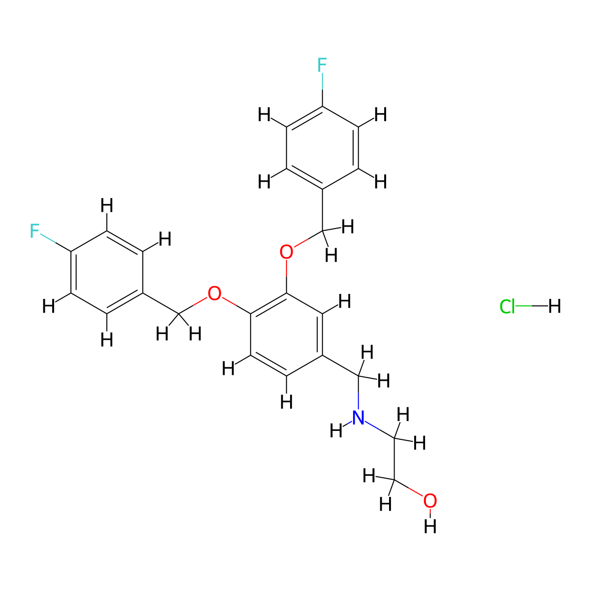 2-((3,4-Bis((4-fluorobenzyl)oxy)benzyl)amino)ethanol hydrochloride molecular structure, CAS 2375193-43-2