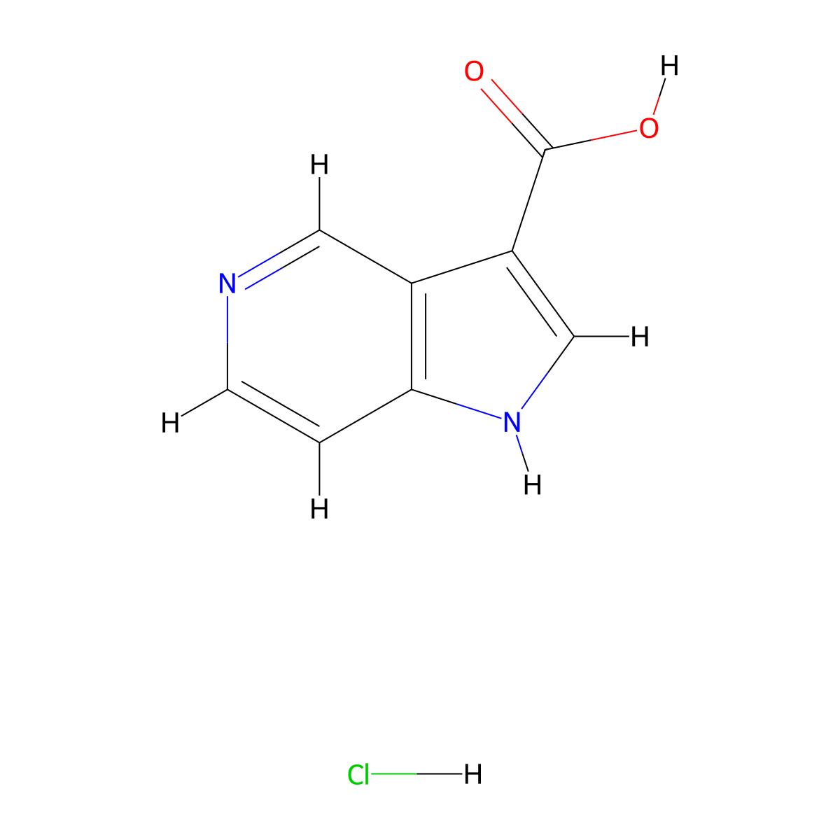 1H-pyrrolo(3,2-c)pyridine-3-carboxylic acid hydrochloride molecular structure, CAS 2375193-64-7