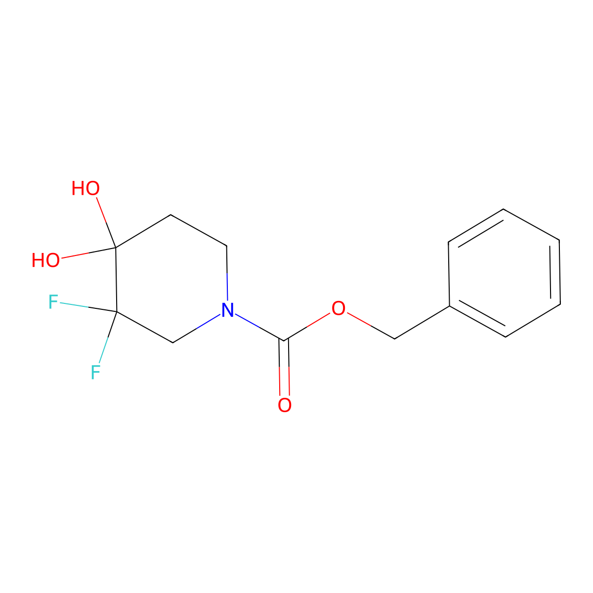 benzyl 3,3-Difluoro-4,4-dihydroxypiperidine-1-carboxylate molecular structure, CAS 2375194-22-0