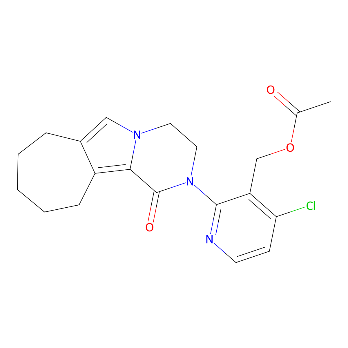 [4-Chloro-2-(1-oxo-3,4,8,9,10,11-hexahydro-1H-cyclohepta[3,4]pyrrolo[1,2-a]pyrazin-2(7H)-yl)-3-pyridyl]methyl Acetate molecular structure, CAS 2375194-68-4