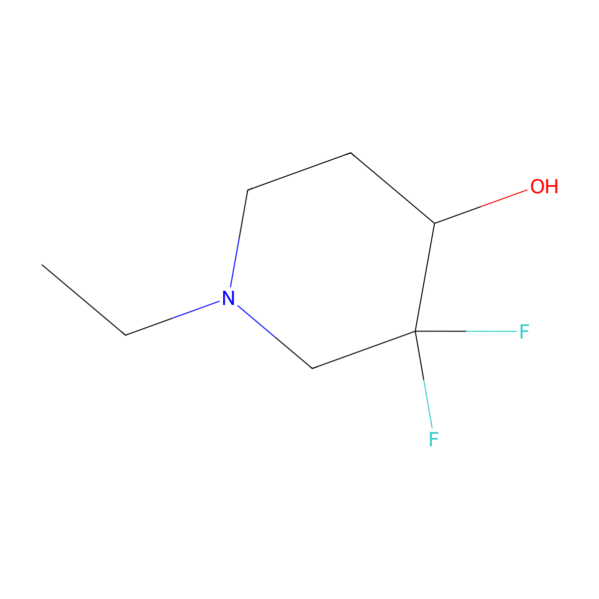 1-Ethyl-3,3-difluoropiperidin-4-ol molecular structure, CAS 2375194-75-3