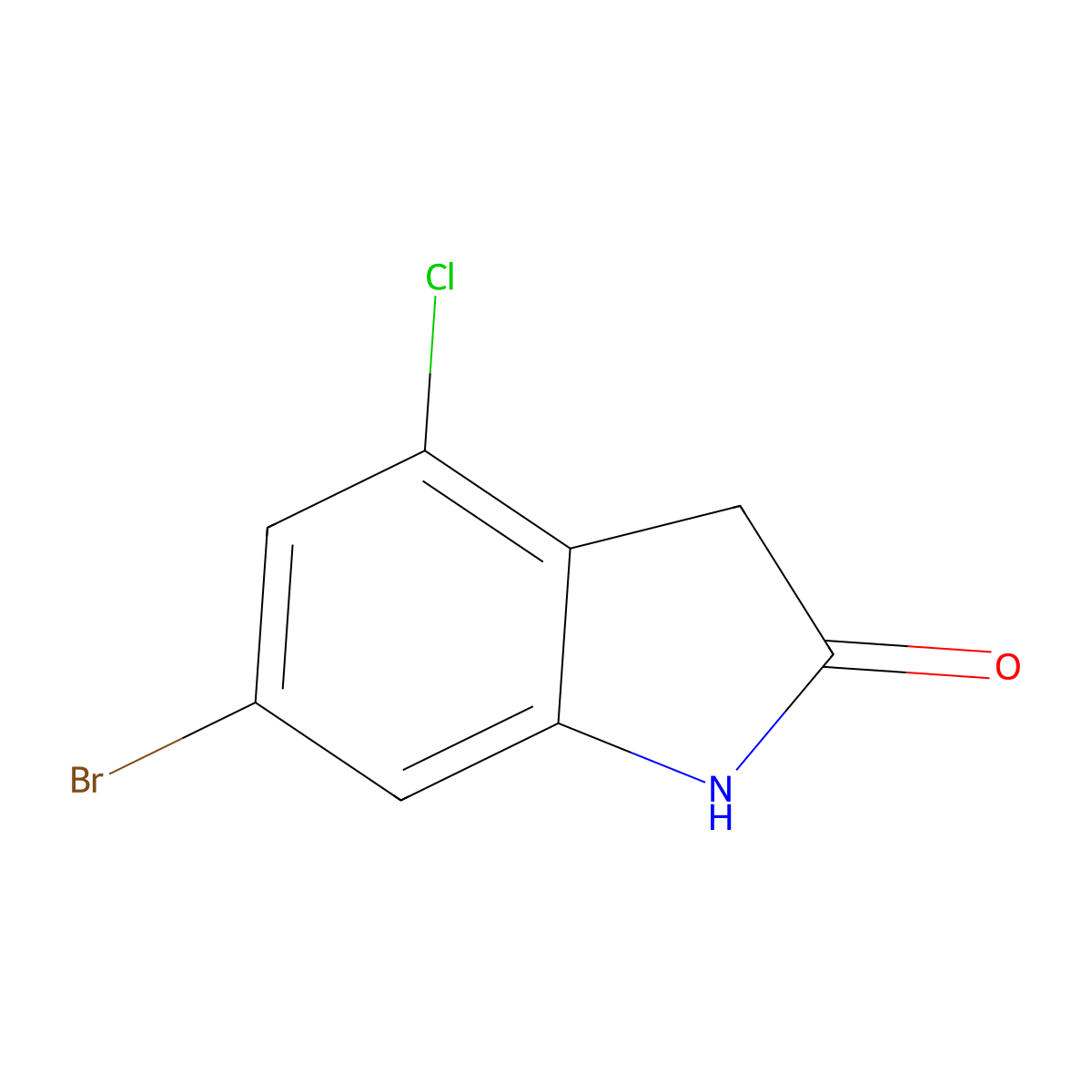 6-Bromo-4-chloro-indolin-2-one molecular structure, CAS 2375194-90-2