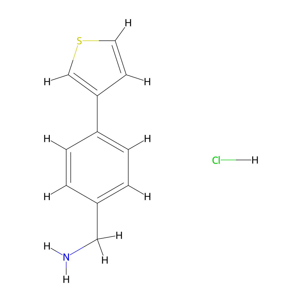(4-(Thiophen-3-yl)phenyl)methanamine hydrochloride molecular structure, CAS 2375194-92-4