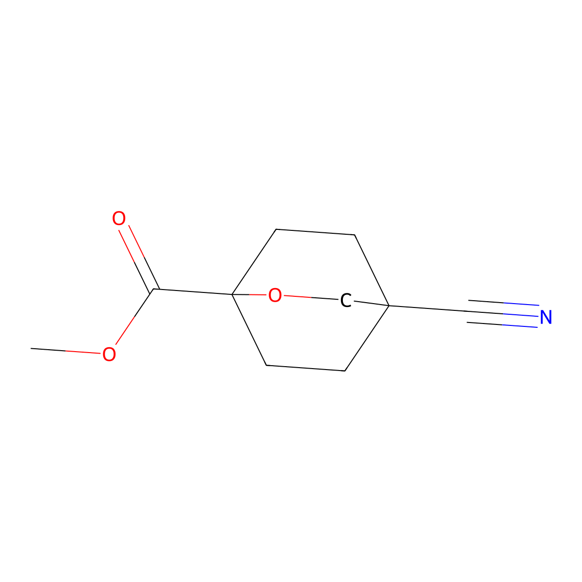 Methyl 4-cyano-2-oxabicyclo[2.2.2]octane-1-carboxylate molecular structure, CAS 2375195-10-9